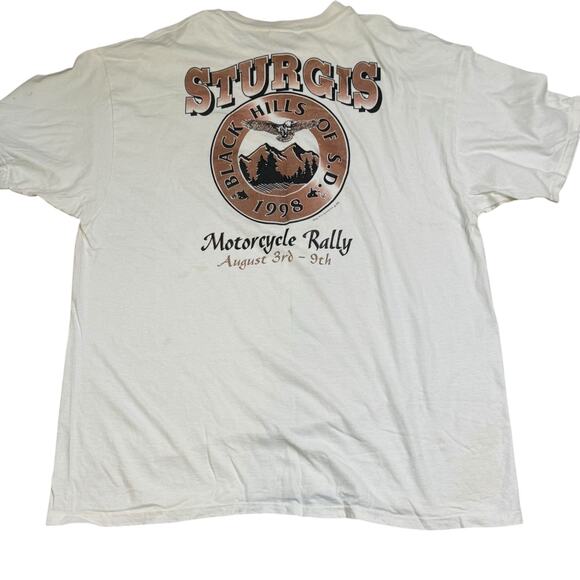 Vtg Hanes Beefy T 1998 Sturgis Motorcycle Rally Size XXL Bike Week Eagle T-Shirt - Picture 4 of 6
